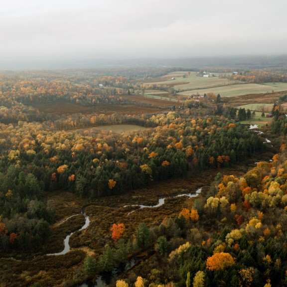 Aerial shot of Corry, Pennsylvania