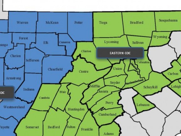 The makeup of counties in the Eastern and Western CoC