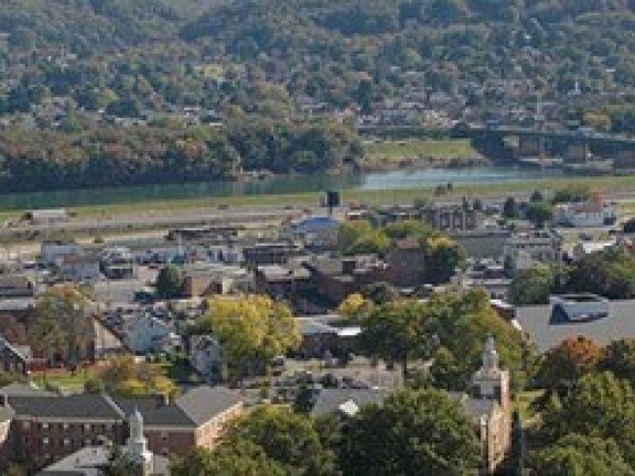 An aerial view of Lycoming College Campus
